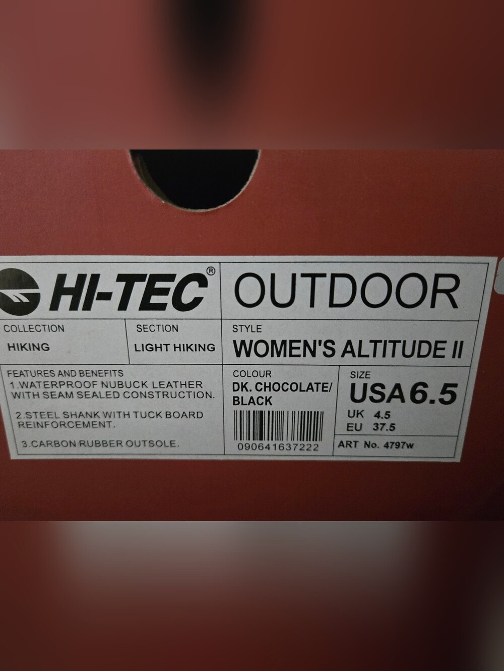Hi-Tec Women's Altitude II Boots in Dark Chocolate and Black - Picture 2 of 4